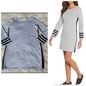 Mind Matter SoHo Varsity Style Shift Tee Shirt Dress Heathered Gray Navy Blue